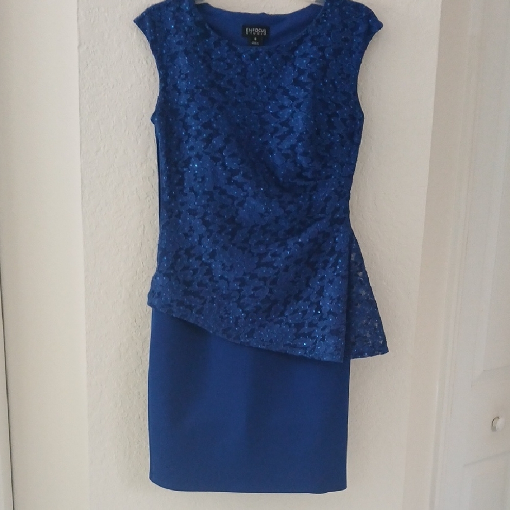 Enfocus Studio Royal Blue Asymmetrical Dress